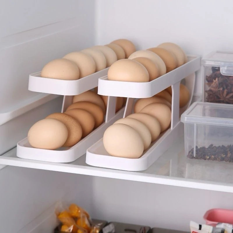 Automatic Scrolling Egg Rack Holder, Storage Box, Egg Basket Container, Organizer, Rolldown Cooler, Dispenser