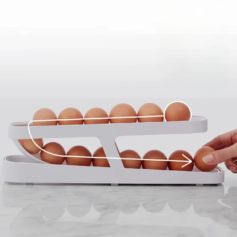 Automatic Scrolling Egg Rack Holder, Storage Box, Egg Basket Container, Organizer, Rolldown Cooler, Dispenser