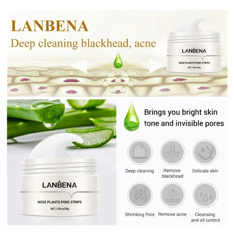 LANBENA Blackhead Remover Face Mask Pore Strip Black Mask Peeling Face Deep Cleansing Moisturizing Skin Care