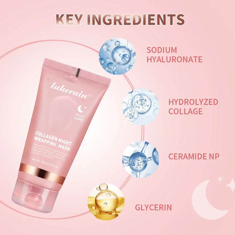 75ml Collagen Peel-off Mask Night Wrapping Facial Mud Firming mask Daily 100g Collagen Jelly Cream Hydrolyzed Collagen Skin Care