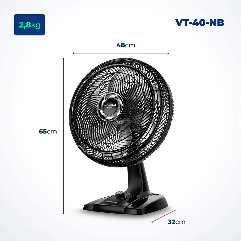 Ventilador de Mesa Mondial 40cmTurbo 6 pás VT-40-NB 127V