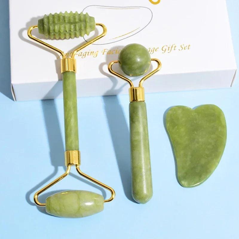 Rolo de jade natural para rosto e corpo,Gua Sha