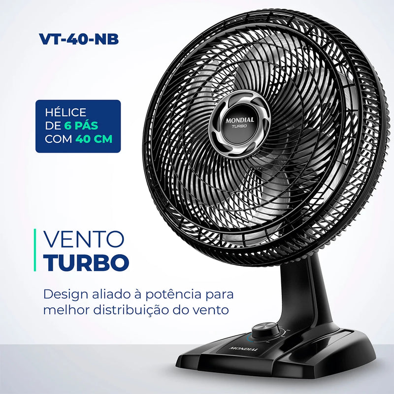 Ventilador de Mesa Mondial 40cmTurbo 6 pás VT-40-NB 127V