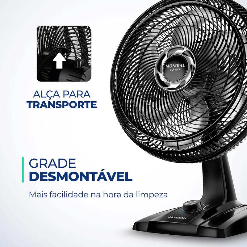 Ventilador de Mesa Mondial 40cmTurbo 6 pás VT-40-NB 127V